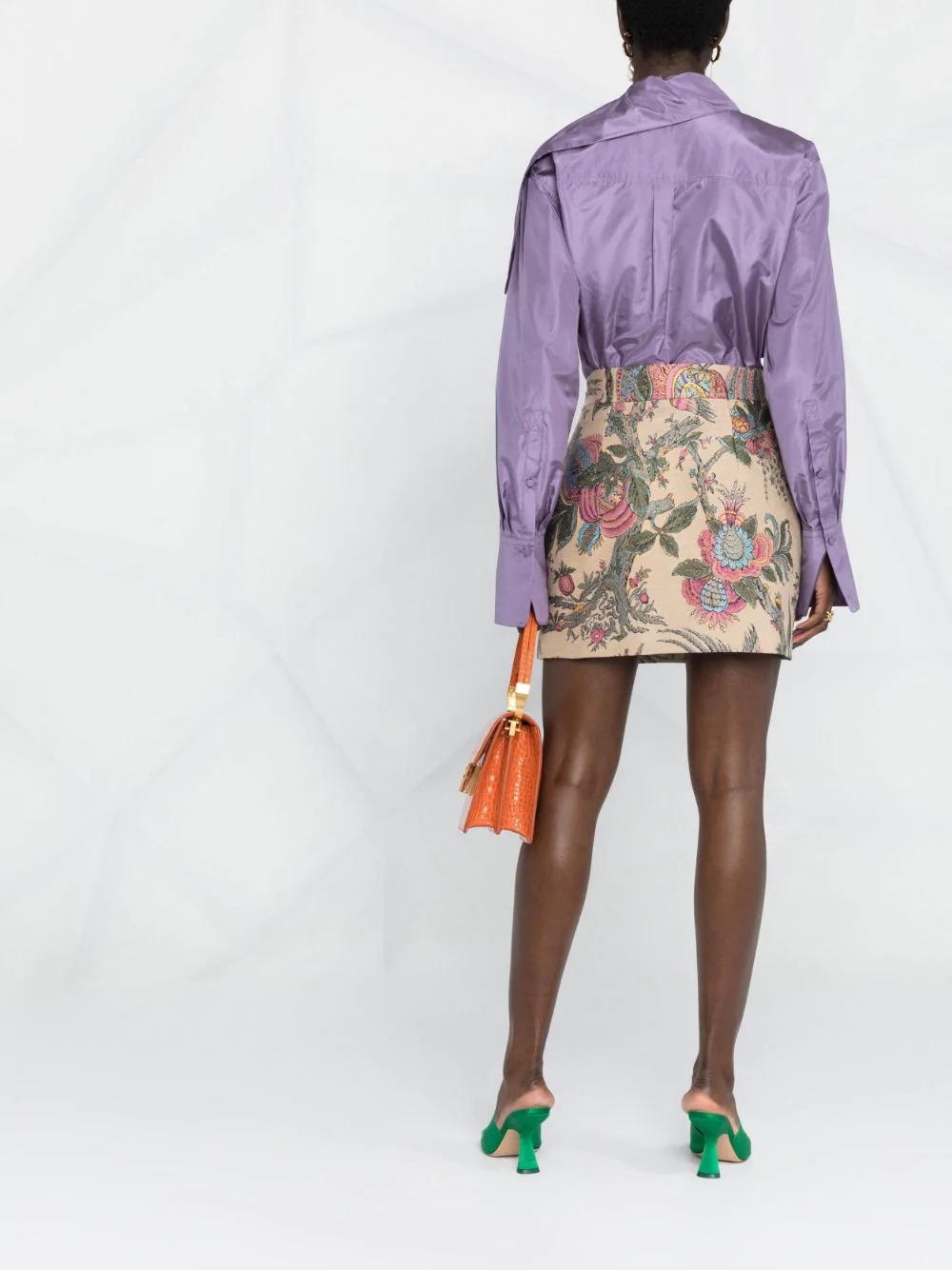 tied-neck silk shirt - 4