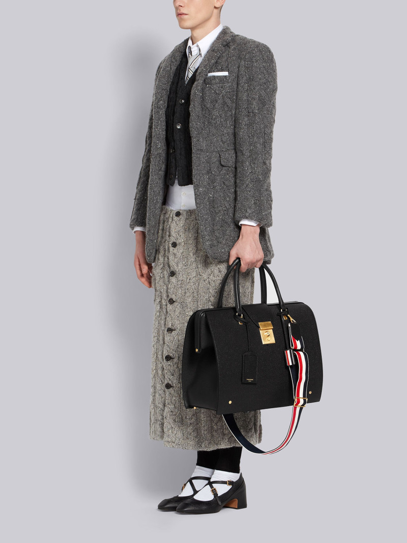 Black Pebbled Calfskin Webbing Shoulder Strap Mr. Thom Bag 6