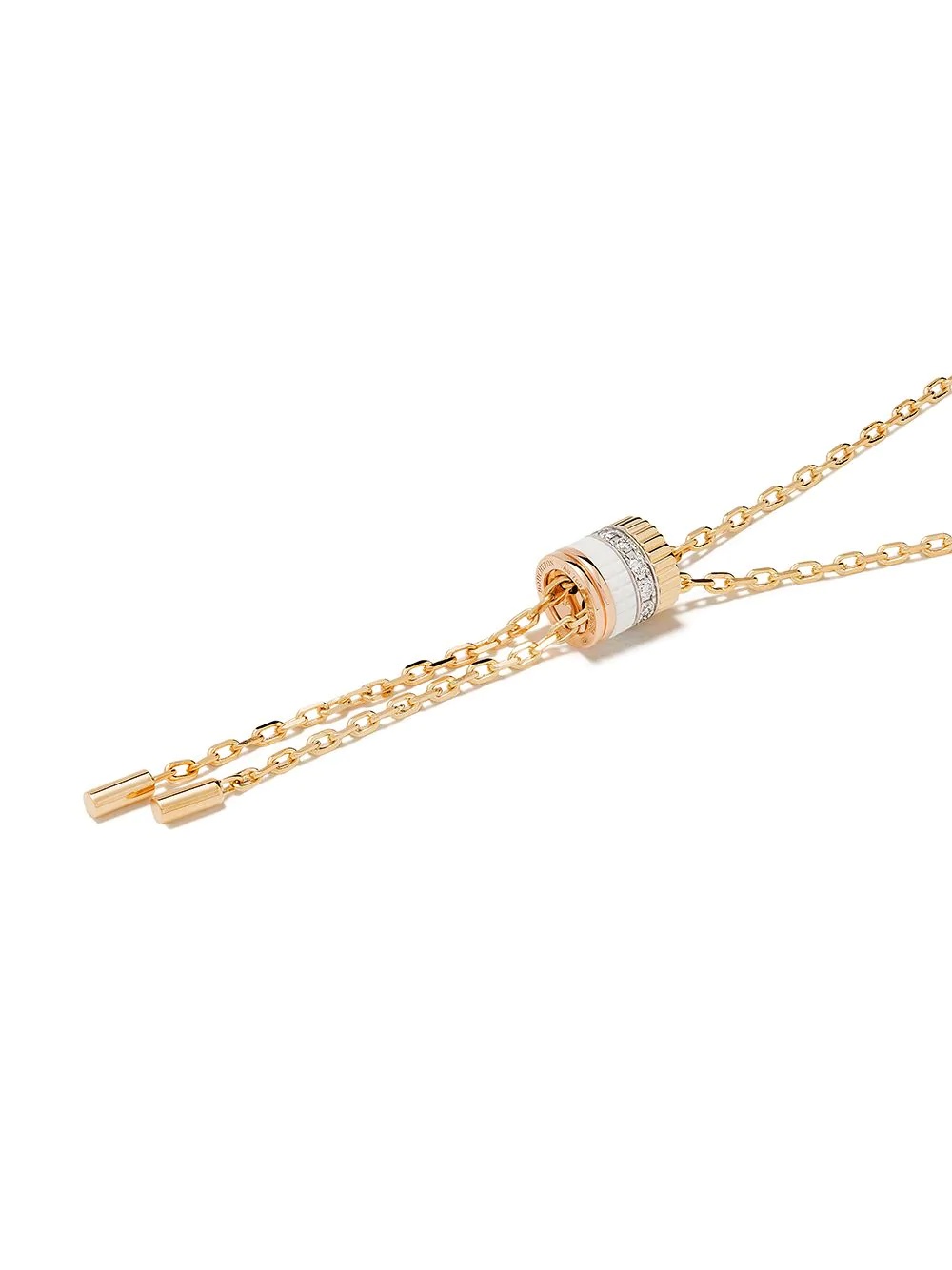 18kt yellow, white and red gold Quatre mini tie diamond and white ceramic necklace - 3