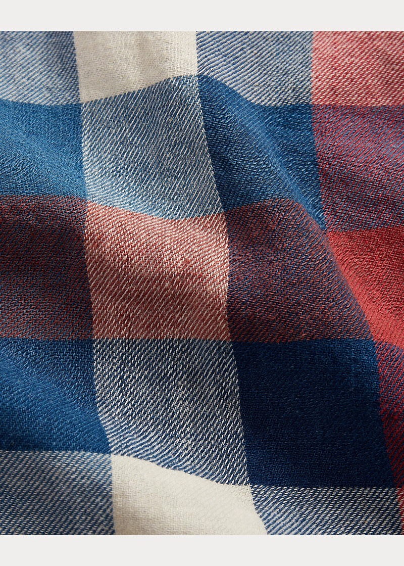 Indigo Plaid Cotton-Linen Workshirt 6