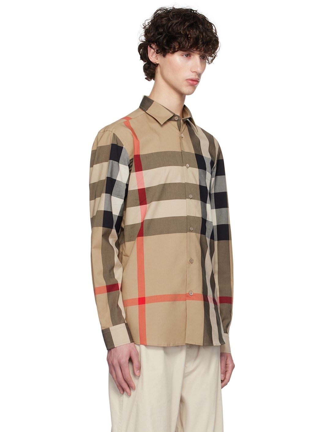 Beige Check Shirt - 2