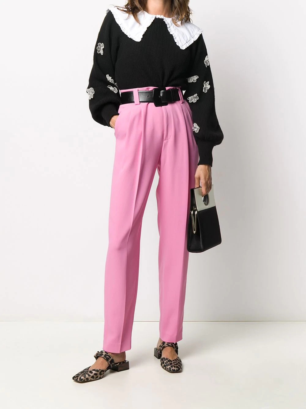 pleat-detail tapered trousers - 2