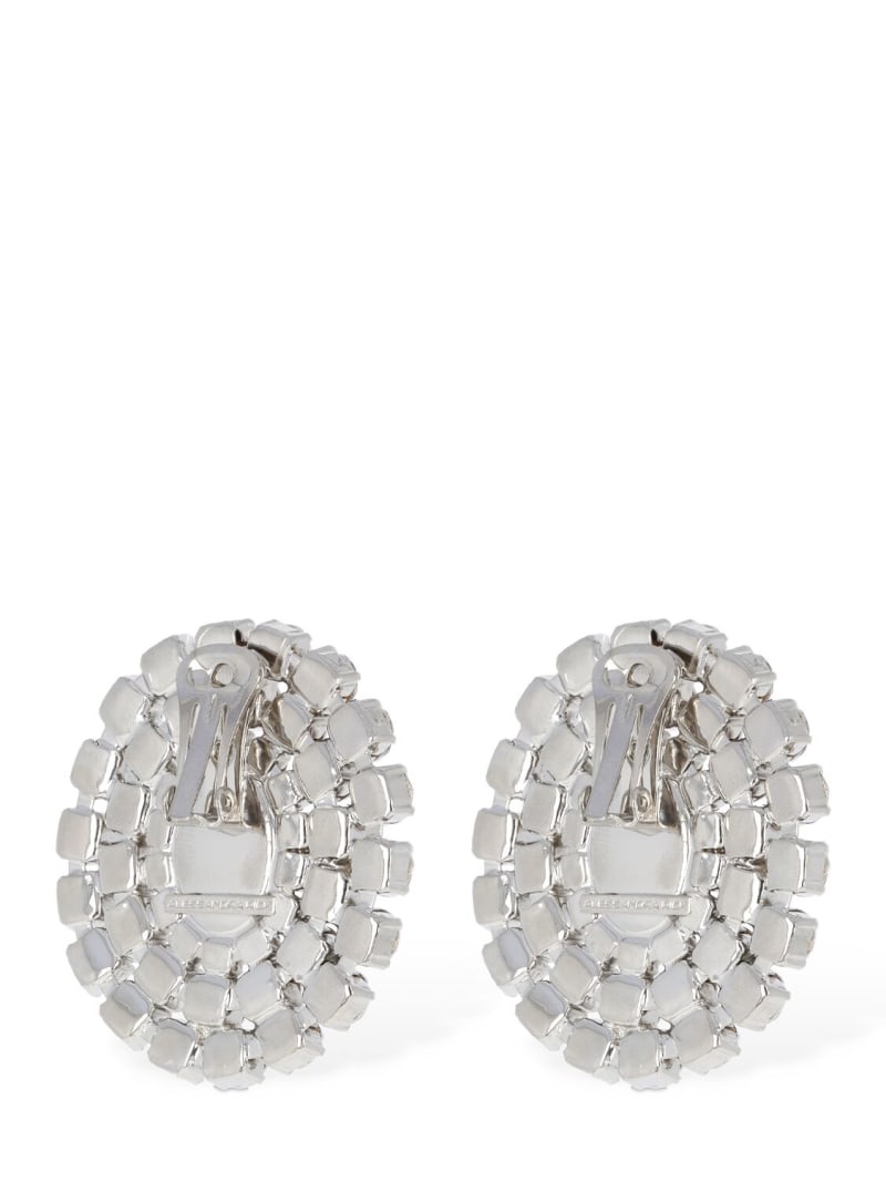 Oval crystal earrings w/ pearl - 4