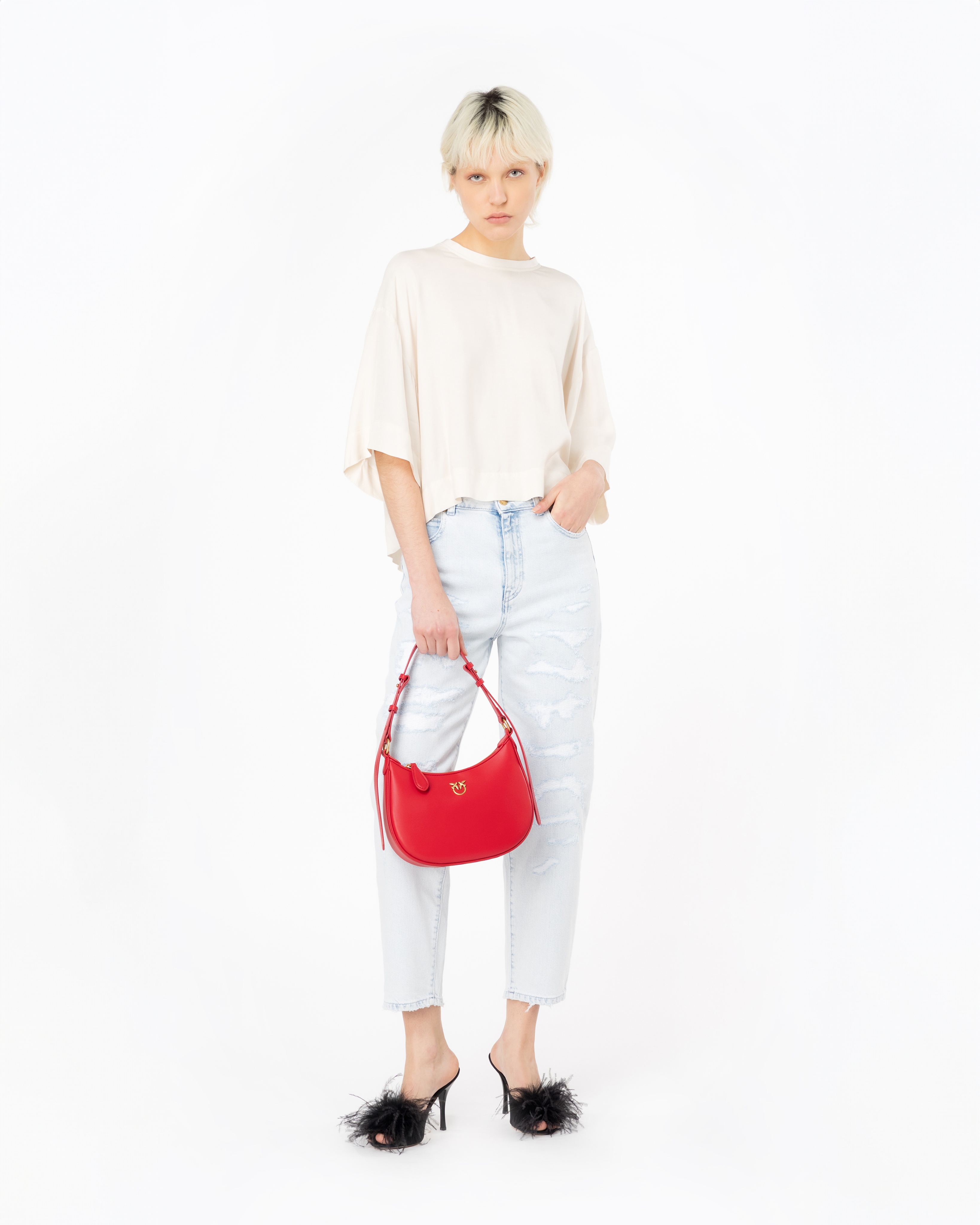 STRAIGHT-LEG DENIM JEANS WITH RIPS - 2