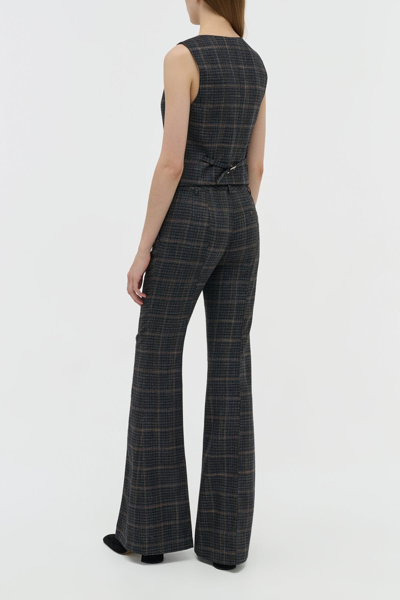 Coleridge Vest in Charcoal Multi Wool Silk Clubcheck Plaid 4