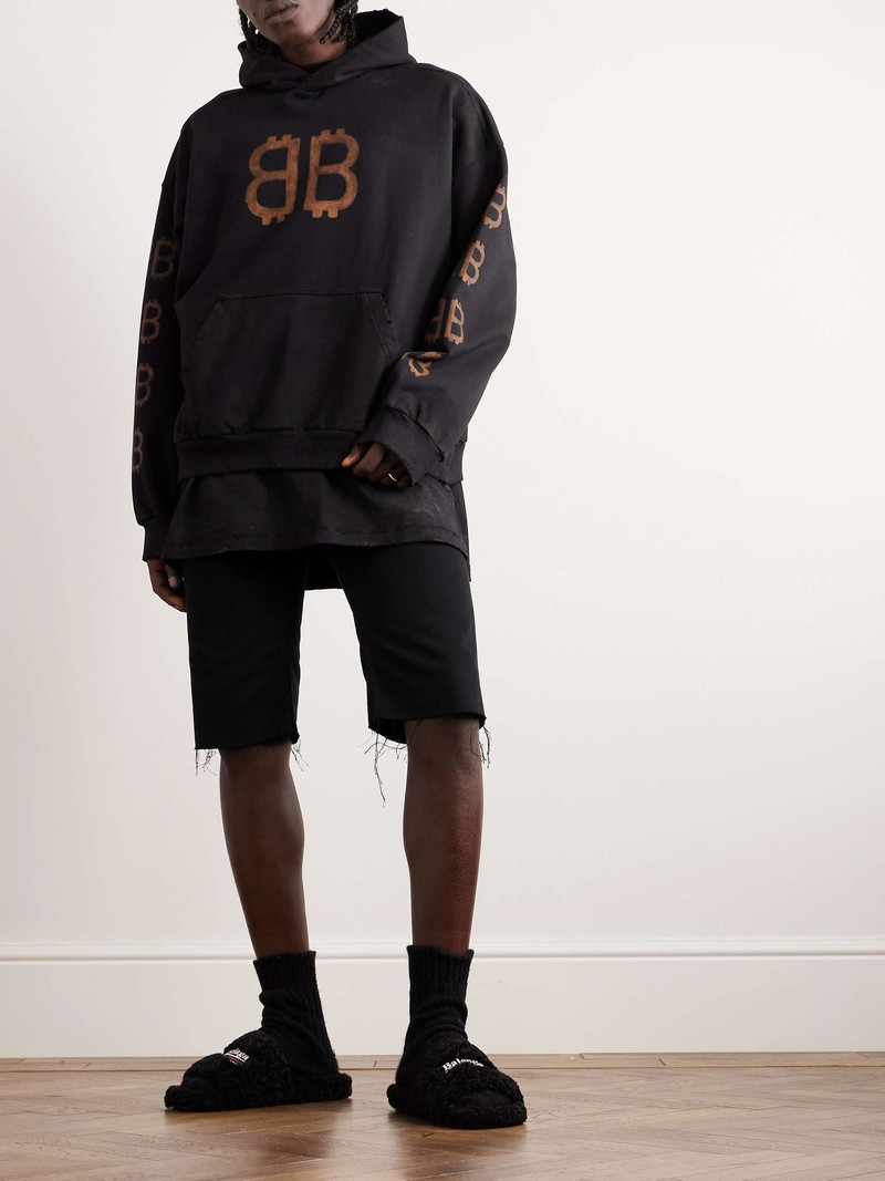 BALENCIAGA Slim-Fit Straight-Leg Distressed Denim Shorts outlook