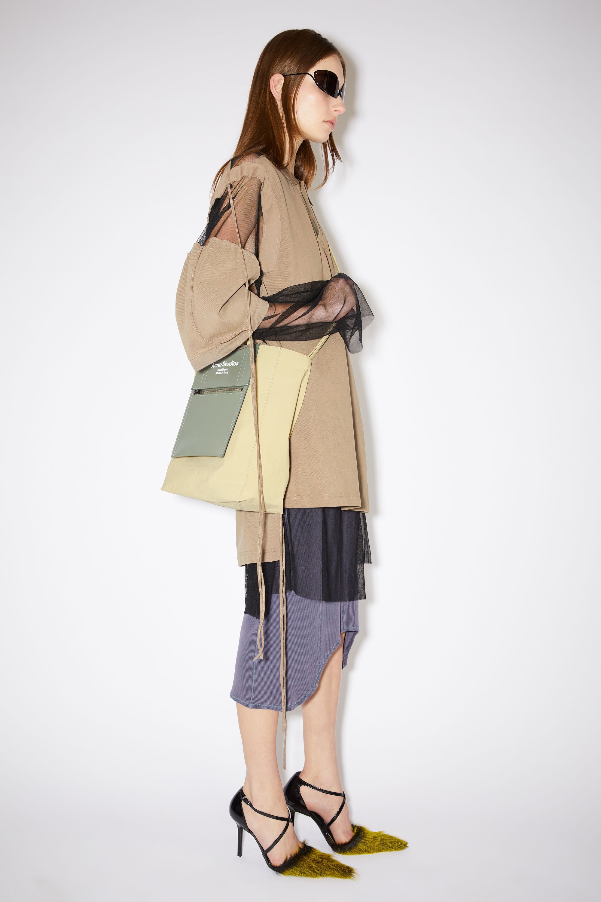 Papery recycled Nylon tote bag - Olive green/green - 2
