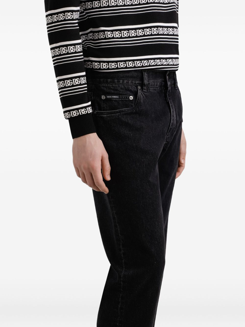 logo-plaque cotton jeans - 4