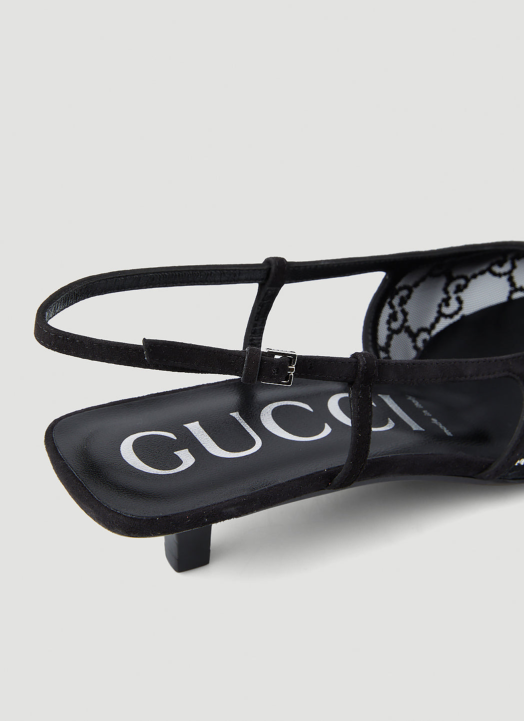 Gucci Women Crystal Gg Slingback Kitten Heels - 6