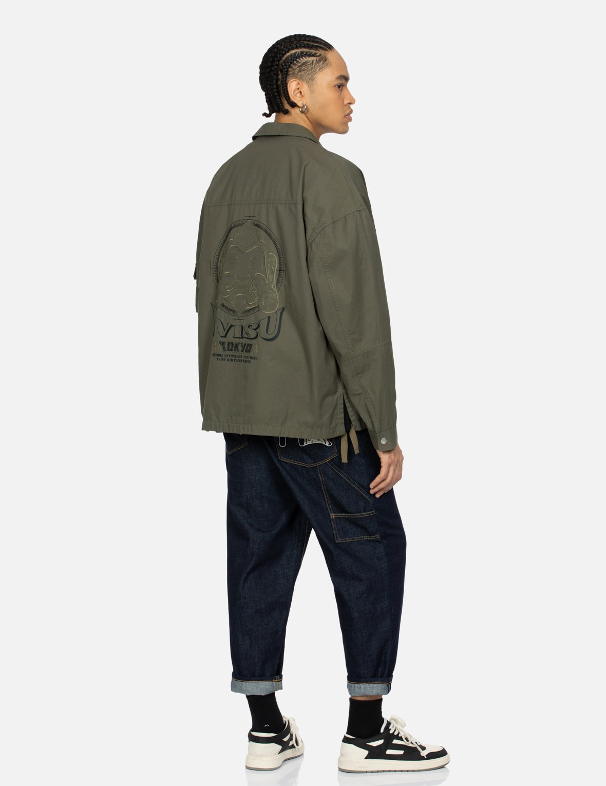 Hand Stitching Seagull and Godhead Embroidery Loose Fit Shirt Jacket - 3