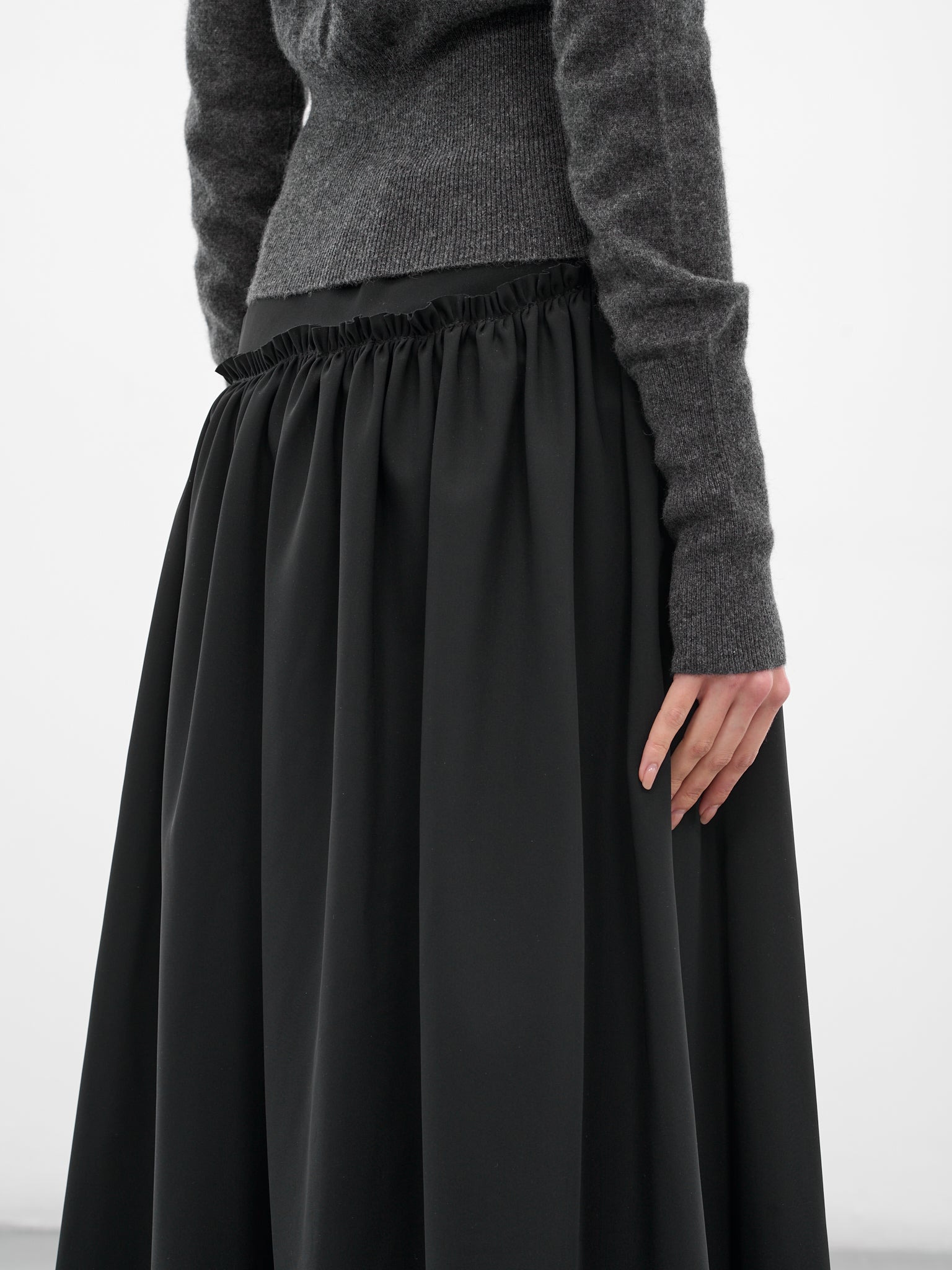 Black Asymmetric Gown Maxi Skrit - 4