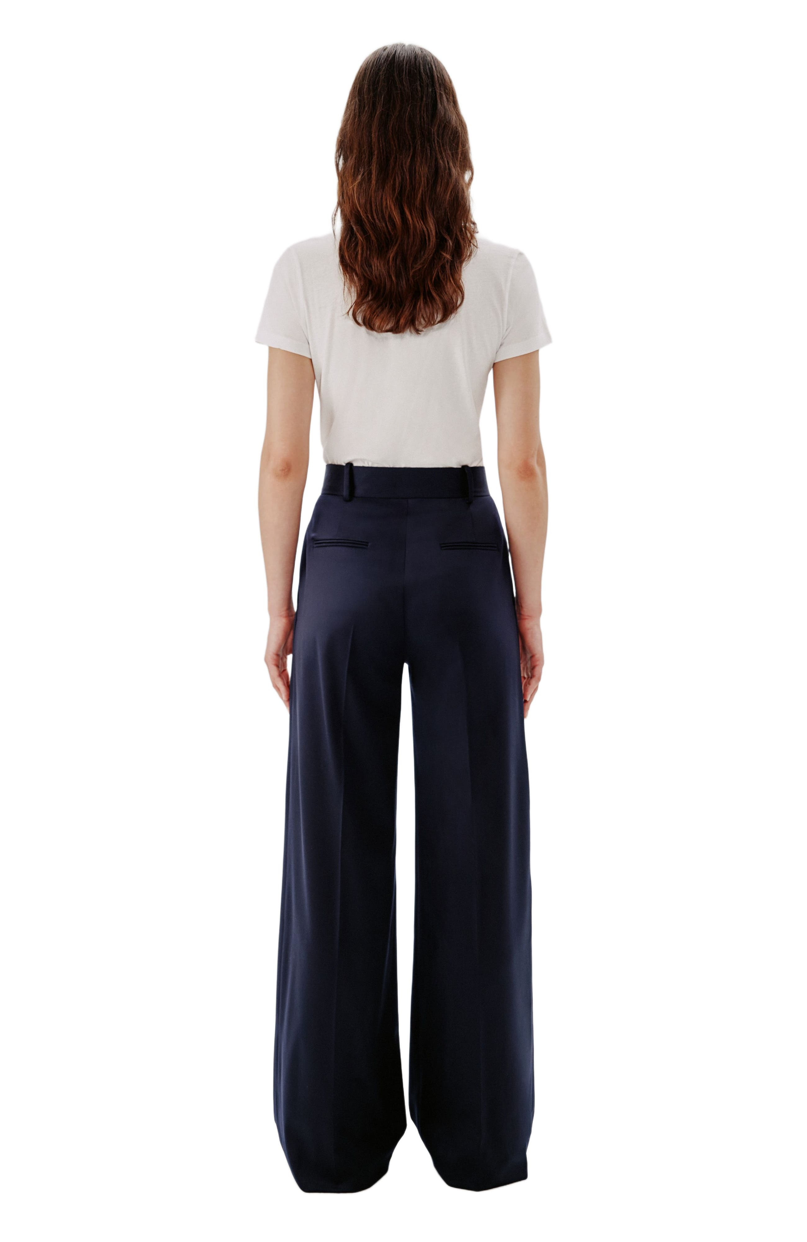 Another Tomorrow WIDE LEG SUIT PANT in Navy at Nordstrom - 4
