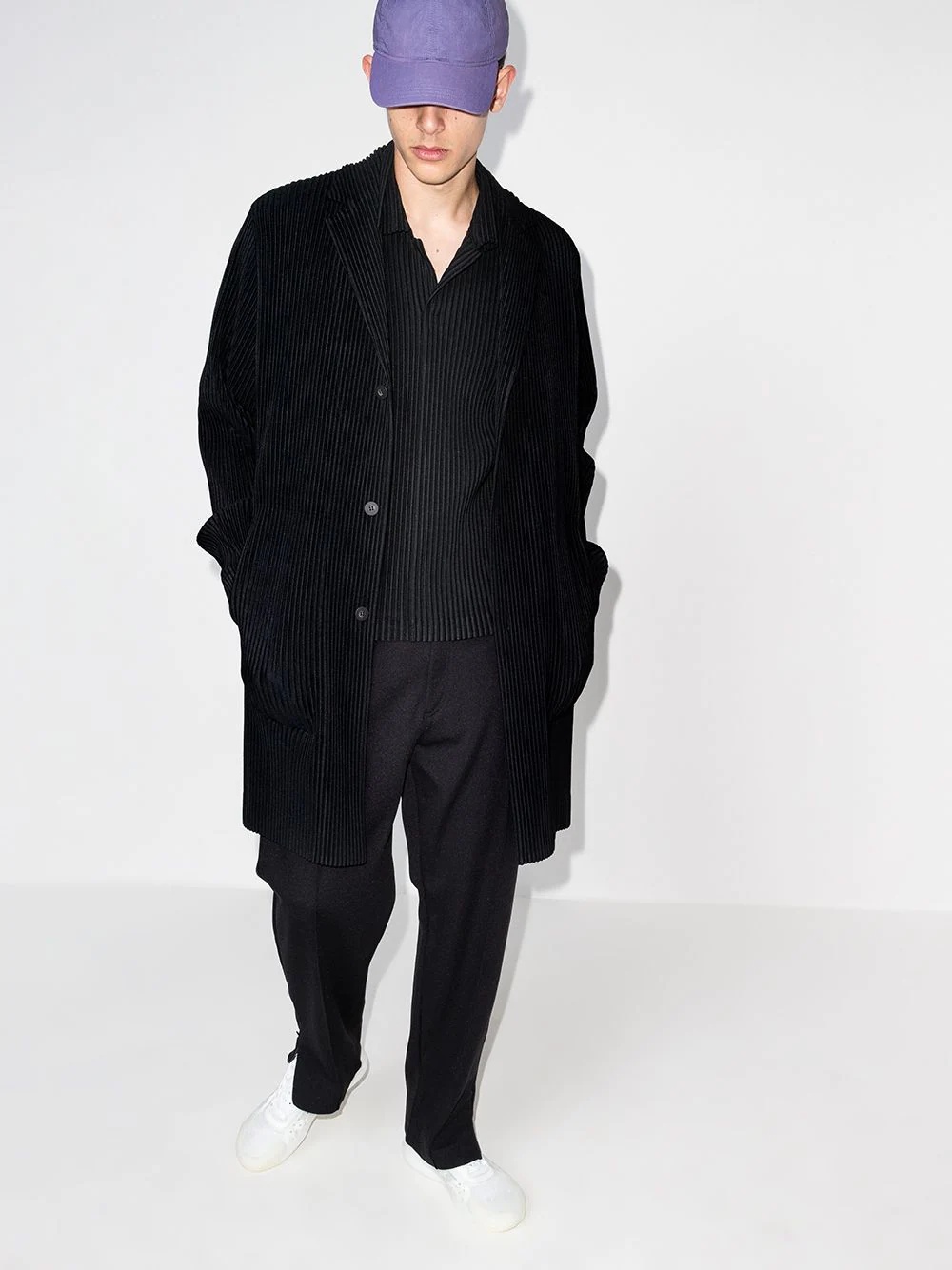 pleated button-front coat - 5