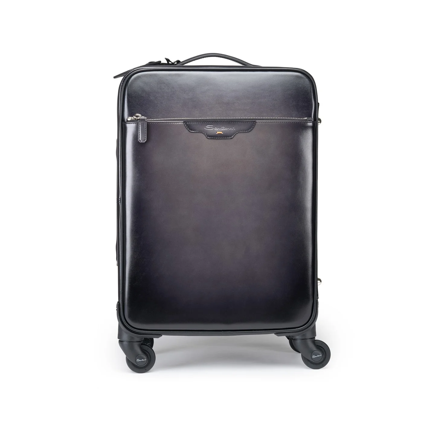 Black leather travel suitcase - 1