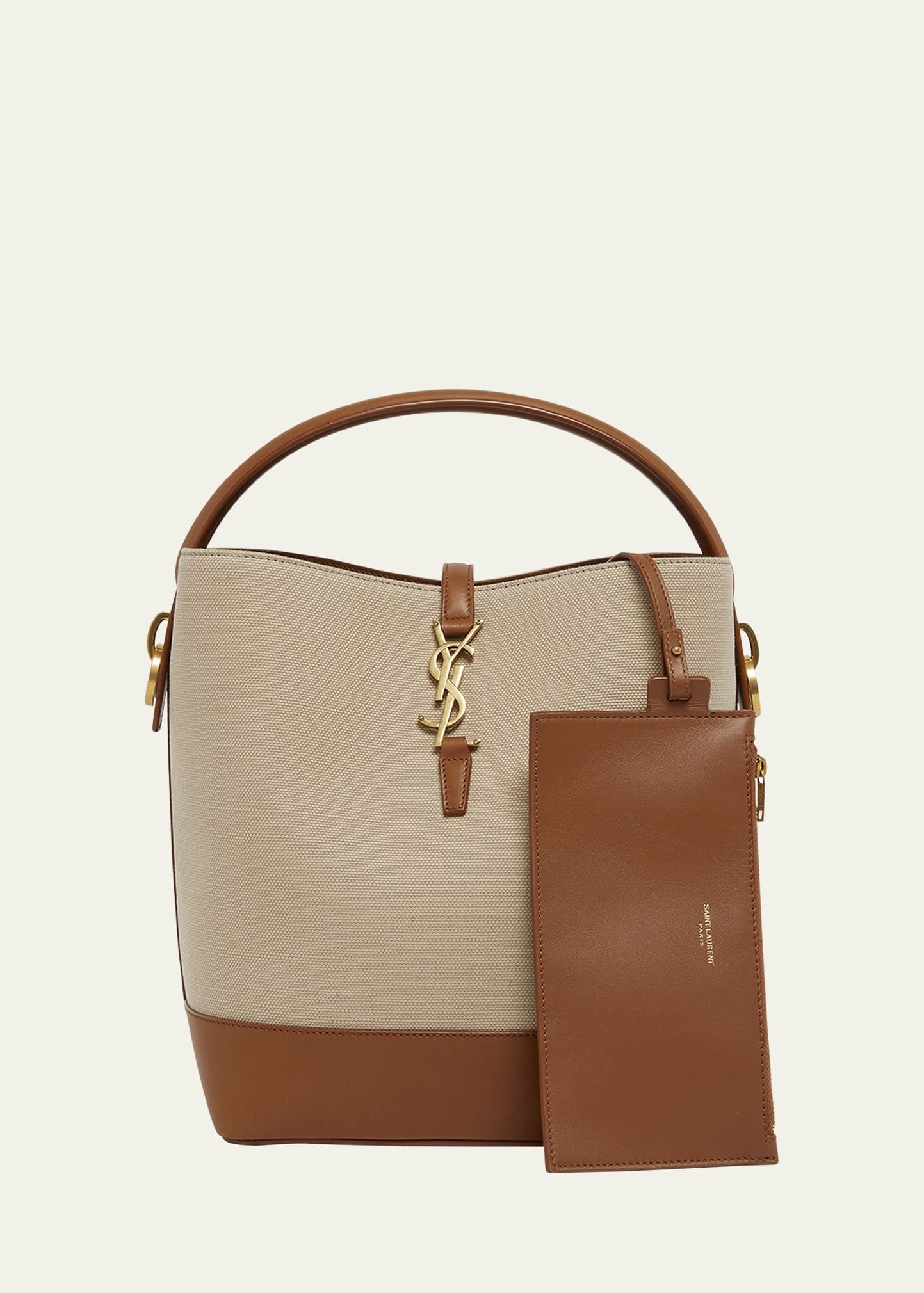 SAINT LAURENT Le 37 YSL Bucket Bag in Canvas and Leather