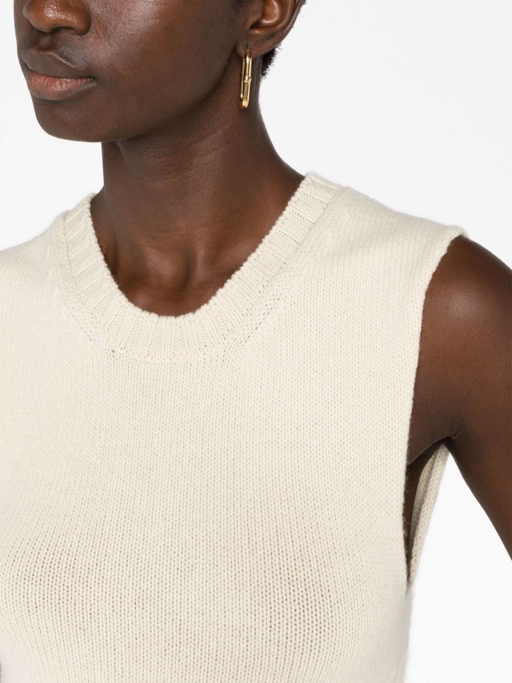 detachable-panel ribbed-knit jumper - 3