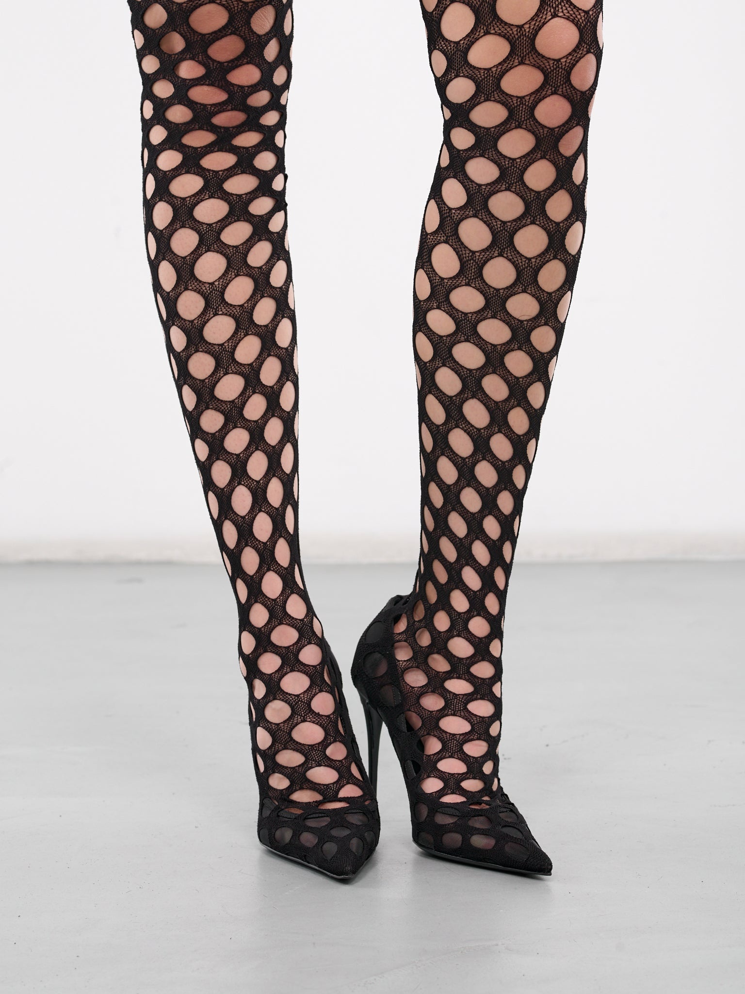 Mesh Thigh High Boots - 4
