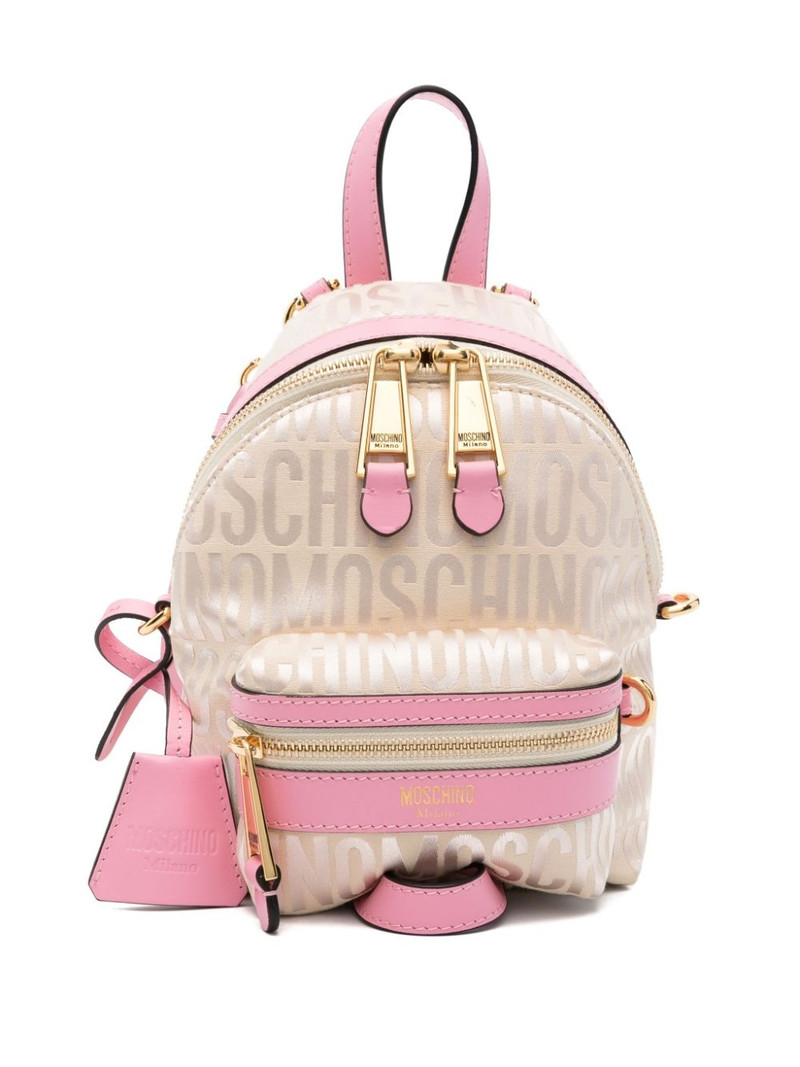 logo-jacquard leather backpack 1