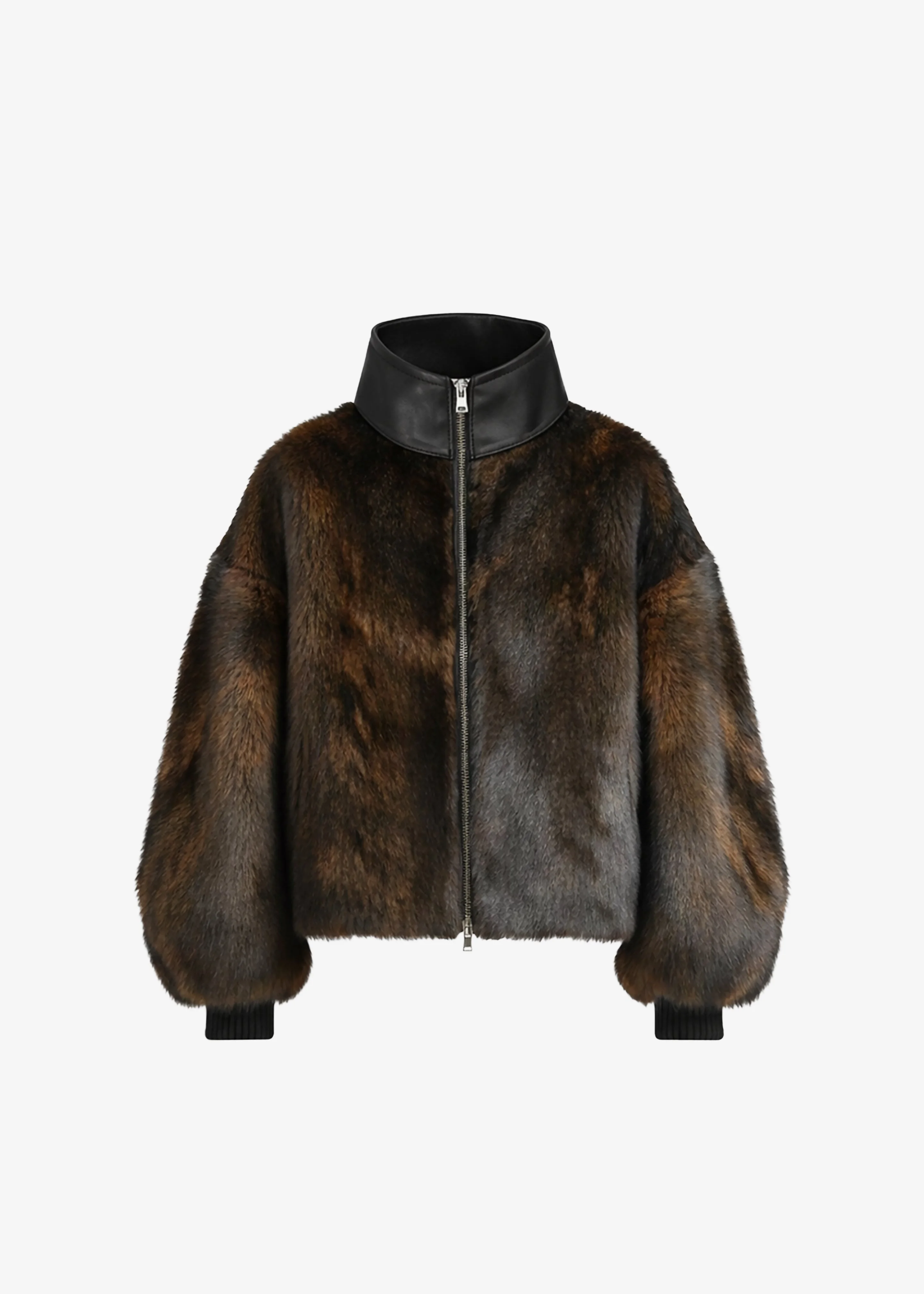 Milano Fur Bomber Jacket - Dark Brown - 1
