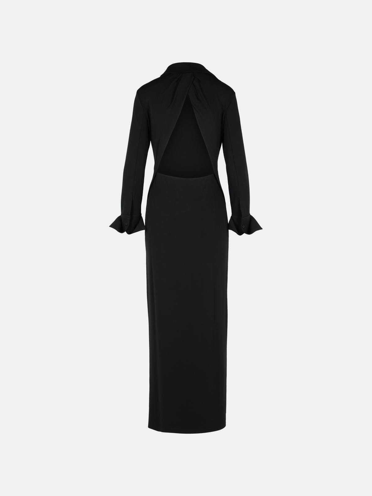 'NIAS' BLACK VISCOSE STRECH DRESS - 3