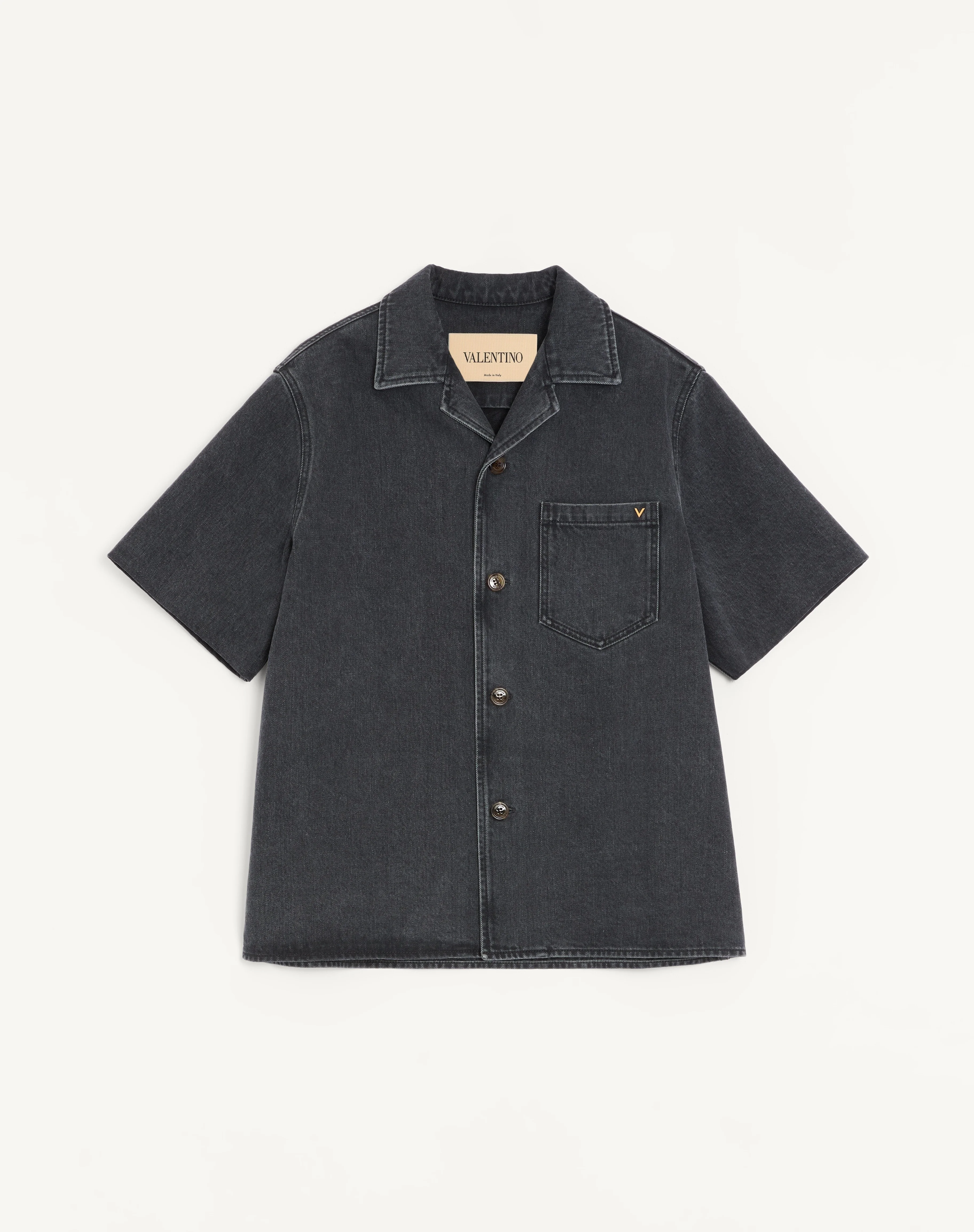 VALENTINO DENIM BOWLING SHIRT WITH VGOLD - 1