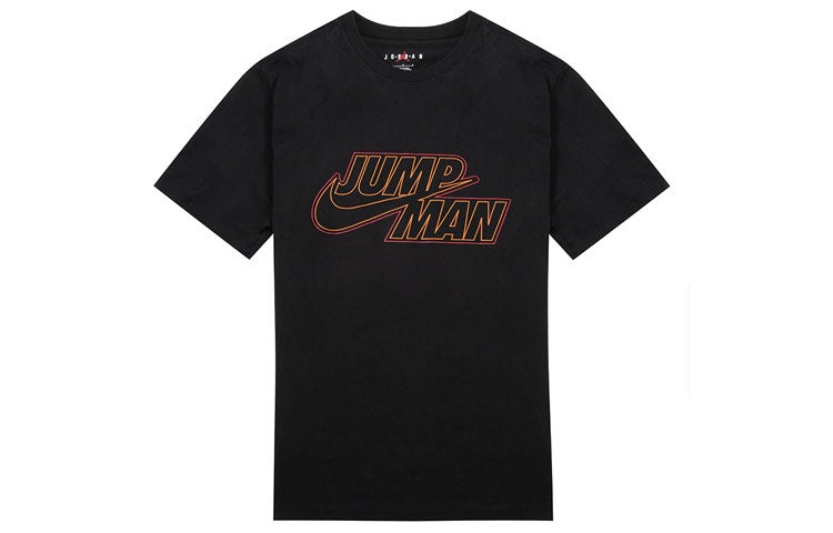 Air Jordan Large Logo Alphabet Printing Sports Training Round Neck Short Sleeve Black DN4430-010 - 2