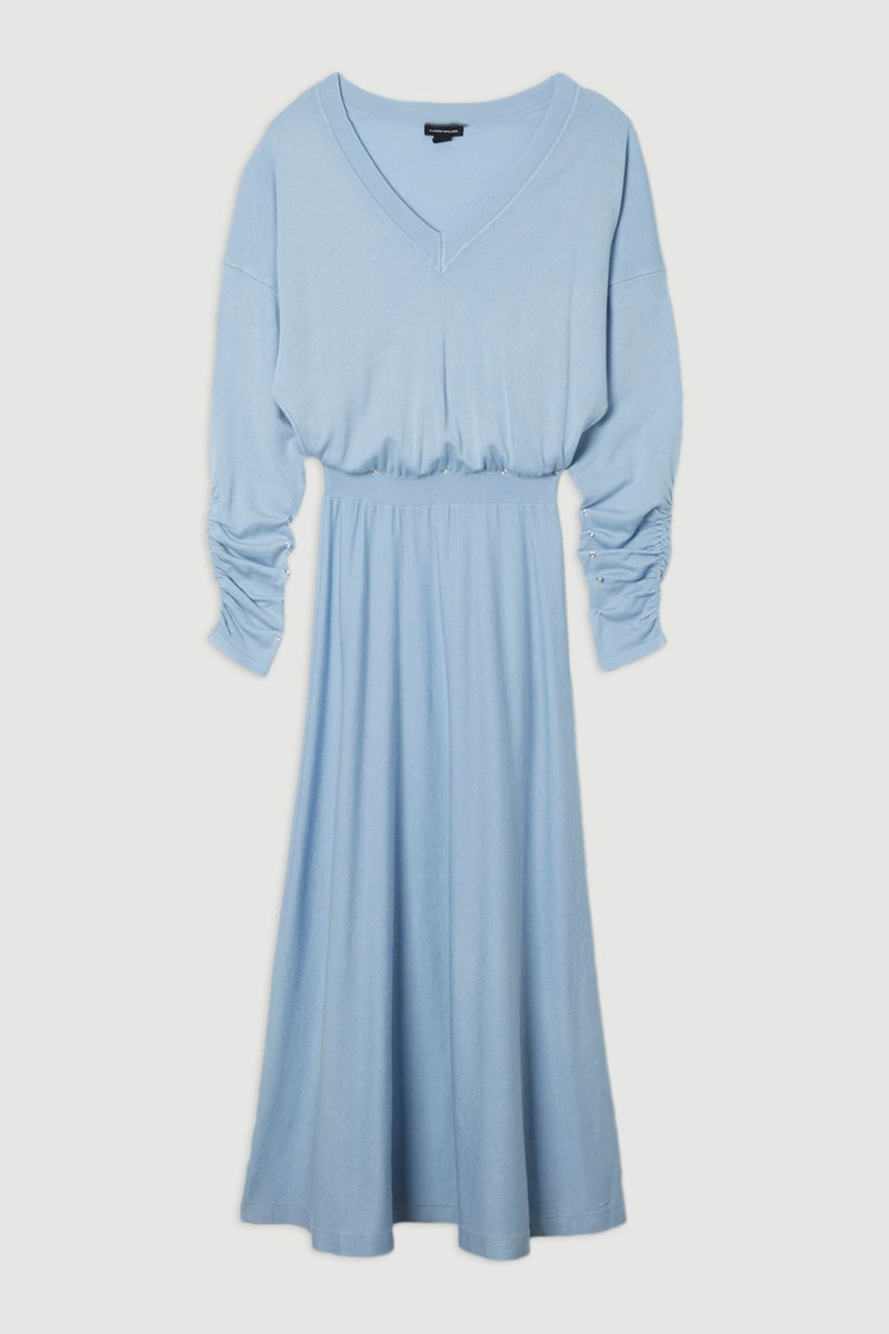 Viscose Blend V Neck Knit Midi Dress 4