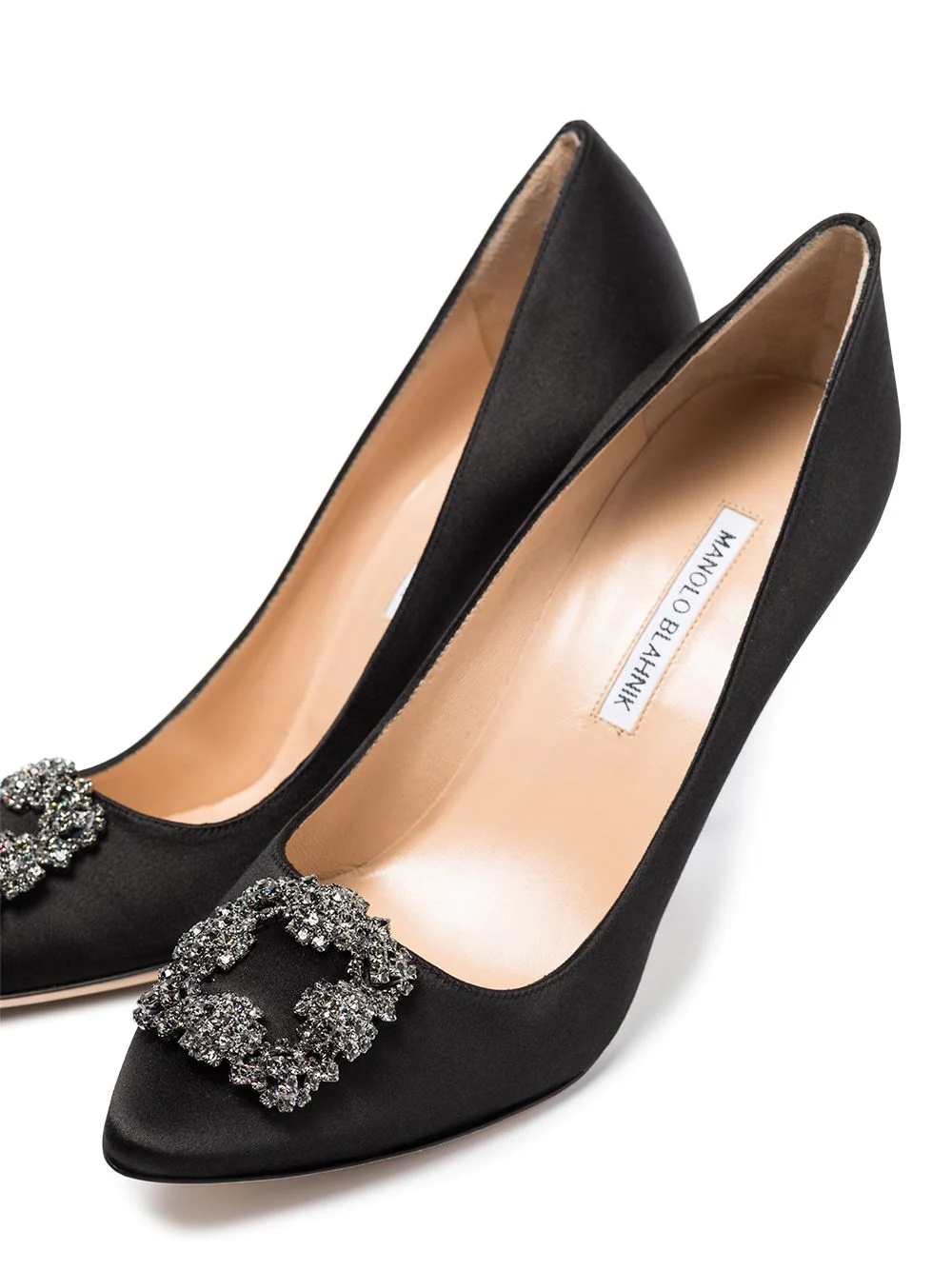 Black Hangisi Buckle 105 Satin Pumps - 2