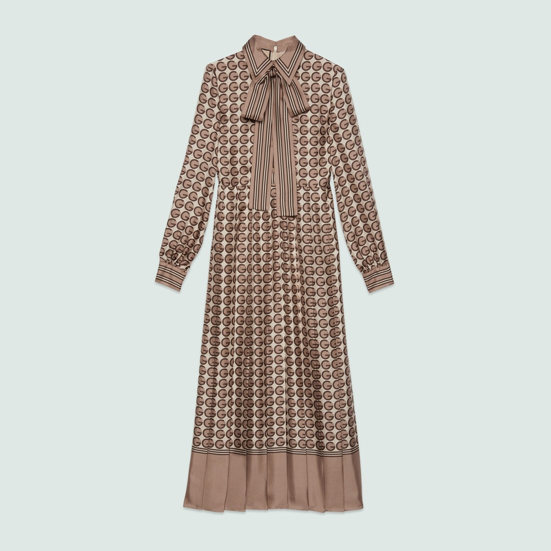 Round G print silk dress 1