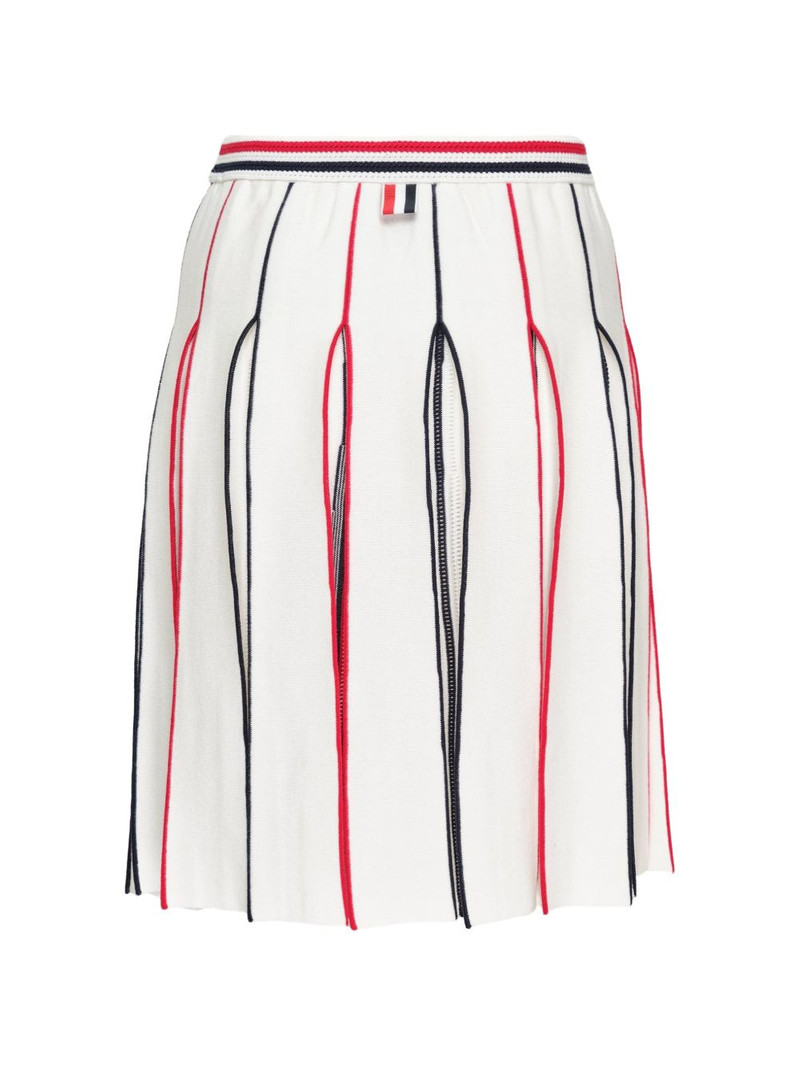 Thom Browne crochet-stitch variegated-stripe skirt outlook