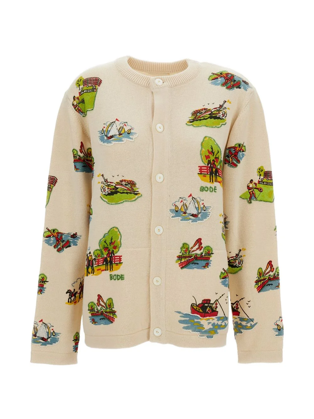 patterned-jacquard cardigan - 1