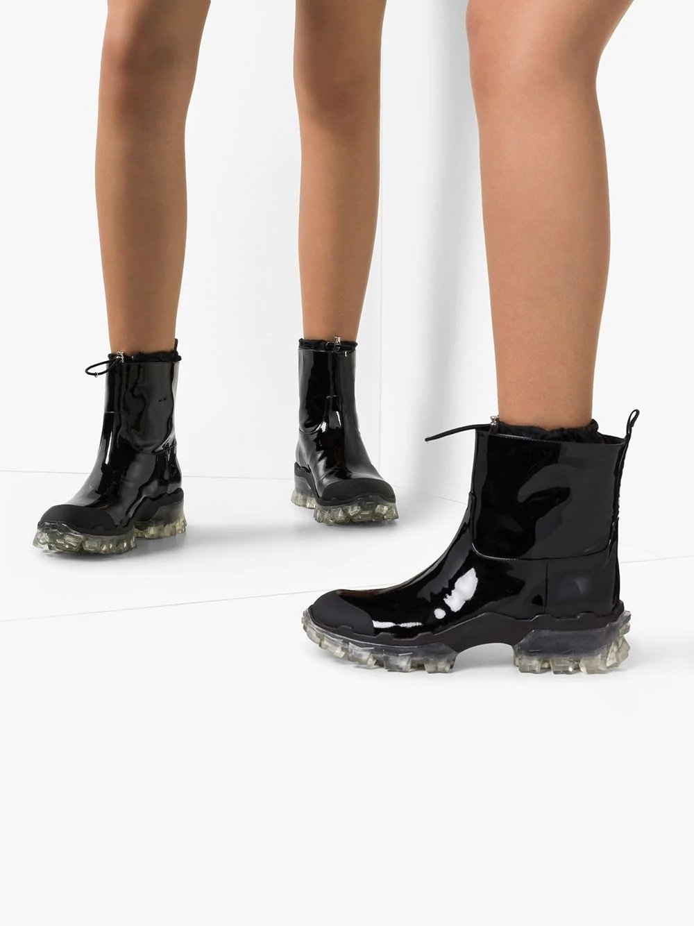 drawstring detail transparent sole rain boots - 3