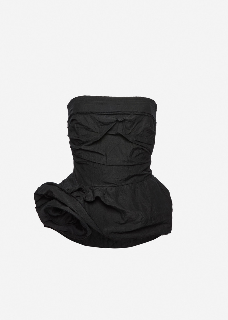 Flower peplum corset top in black 1