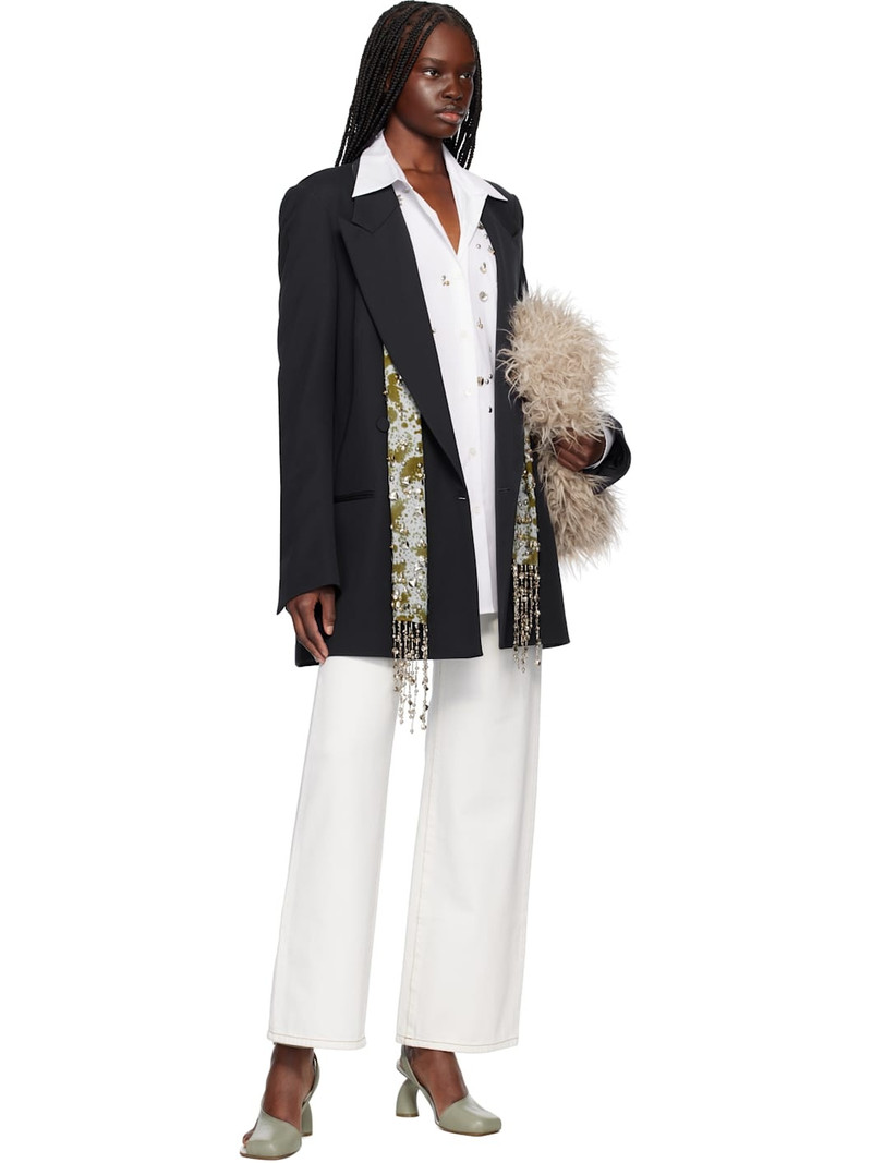 Dries Van Noten Off-White Contrast Stitching Jeans outlook
