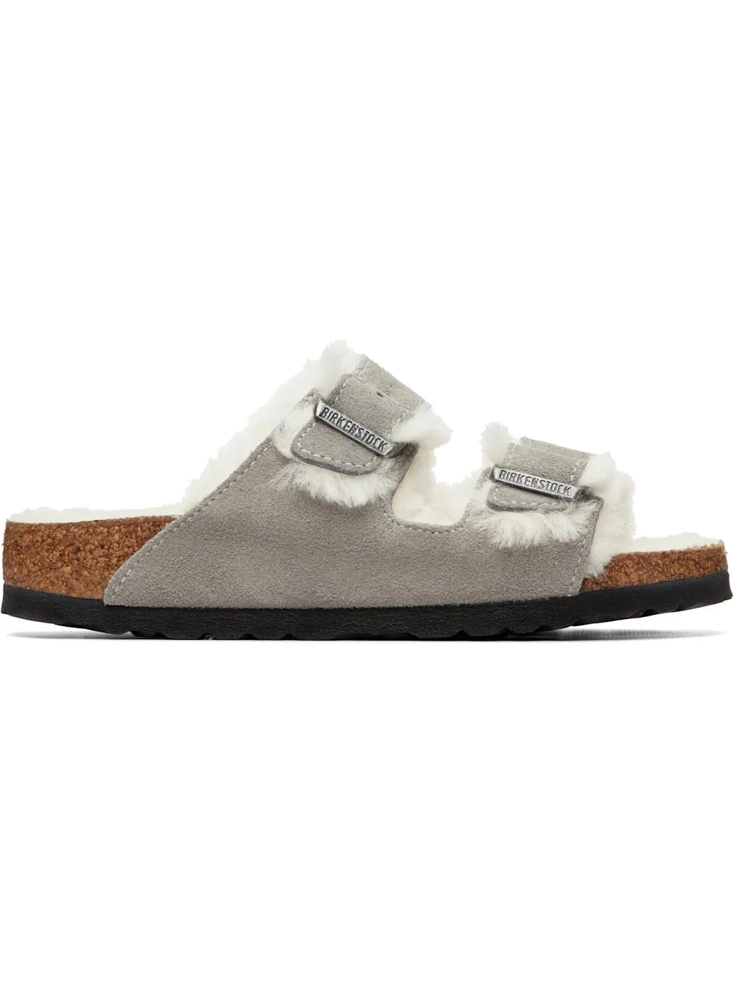 Gray Narrow Arizona Shearling Sandals - 1