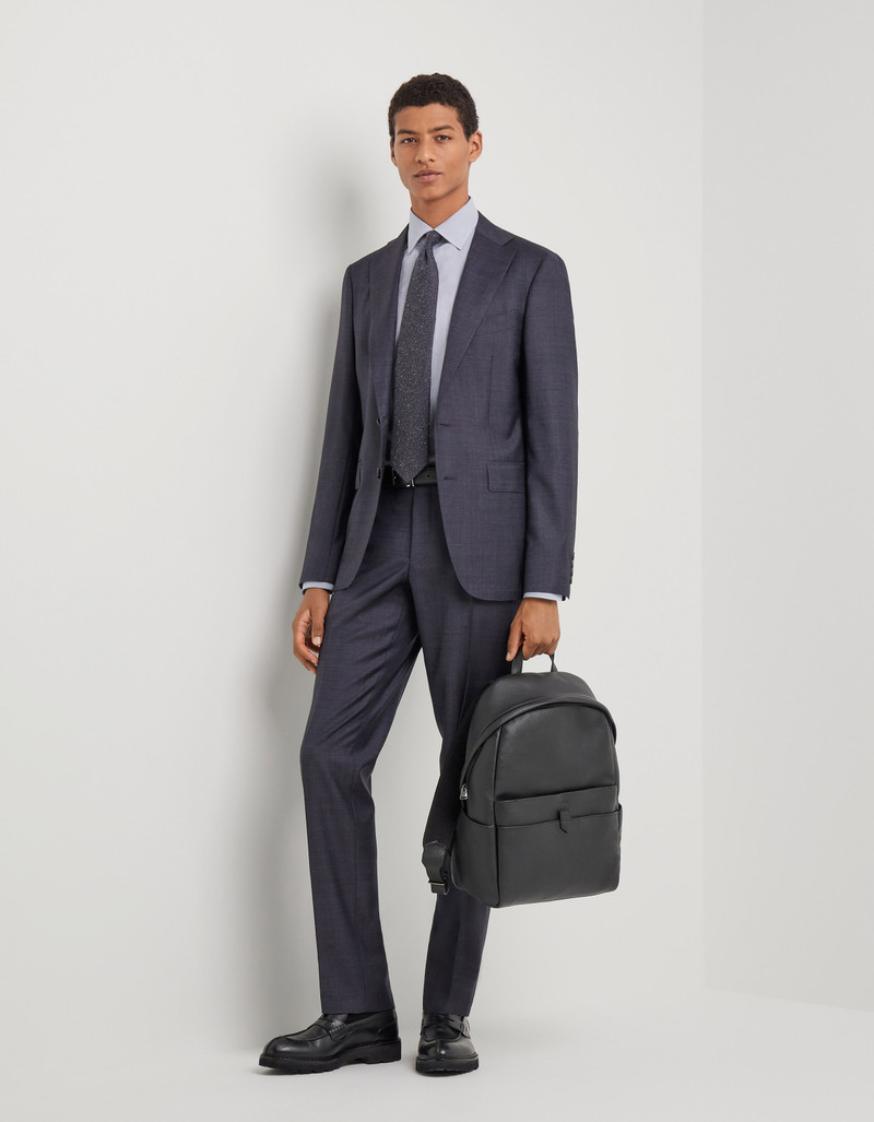 LIGHT BLUE DENIM-EFFECT WOOL REGULAR-FIT SUIT 8