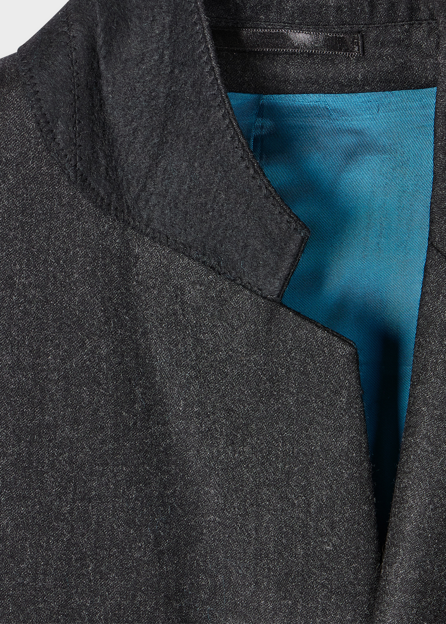 Tailored-Fit Charcoal Overdyed Wool-Cashmere Flannel Blazer - 2