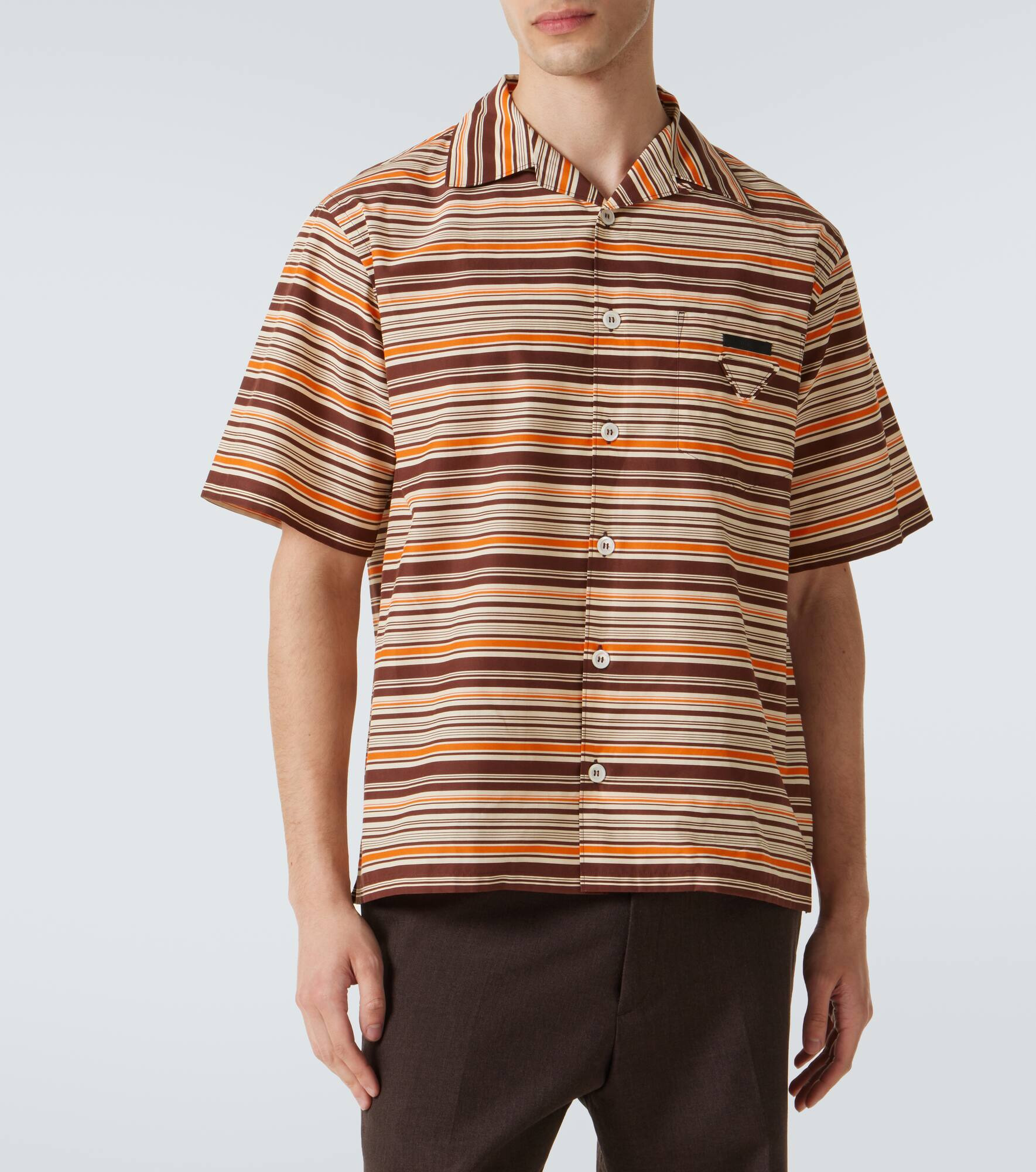 Striped cotton and silk bowling shirt - 3