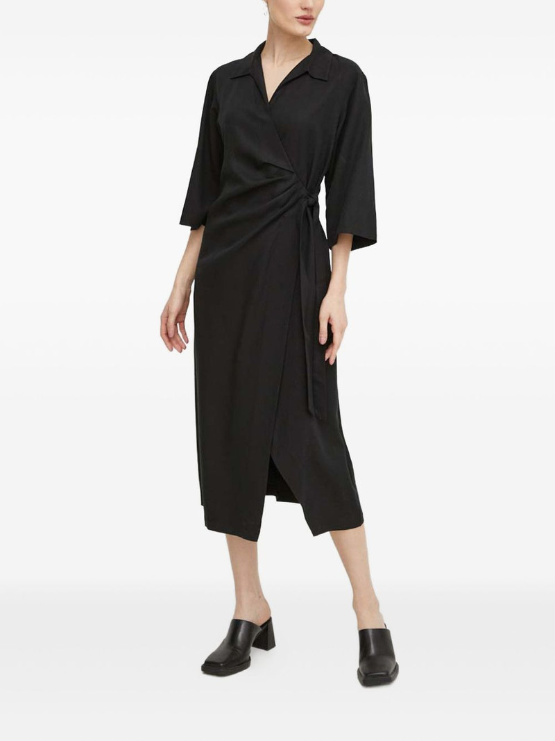 SAMSØE SAMSØE wrap-around quarter-sleeve midi dress outlook
