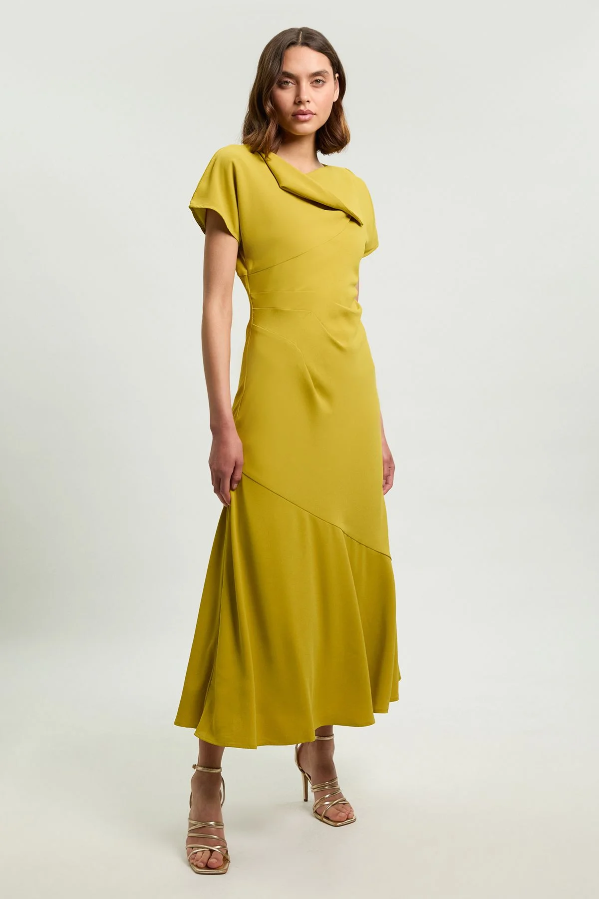Petite Brush Stroke Print Twill Angel Sleeve Woven Maxi Dress - 1