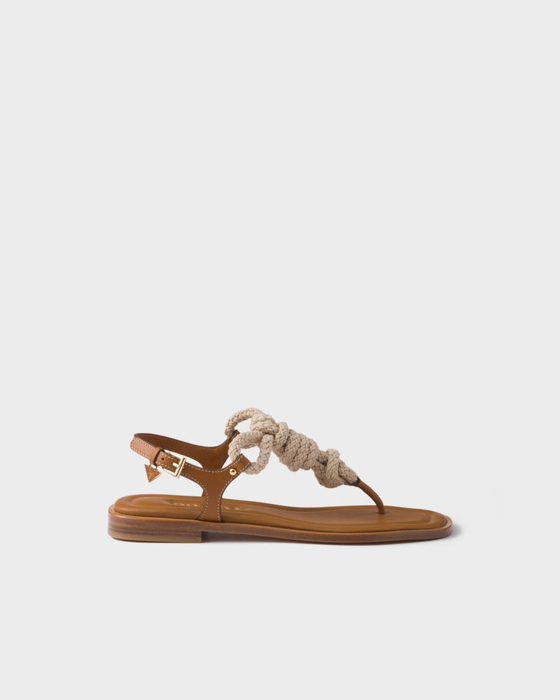 Prada Leather and cord thong sandals outlook