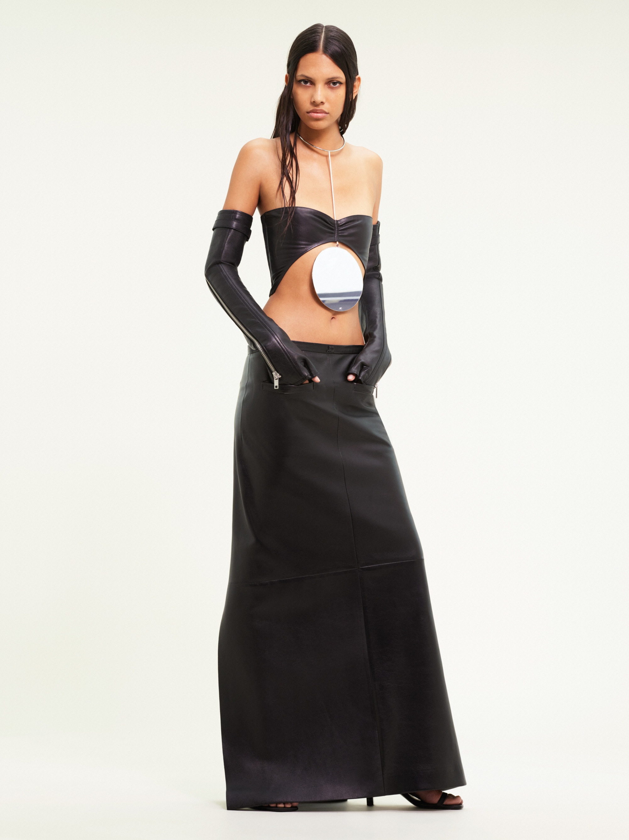 VINTAGE LEATHER LONG SKIRT - 3
