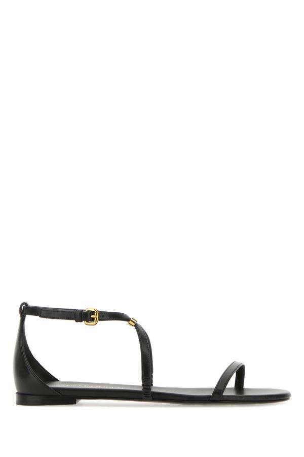 Alexander Mcqueen Woman Black Leather Sandals - 1