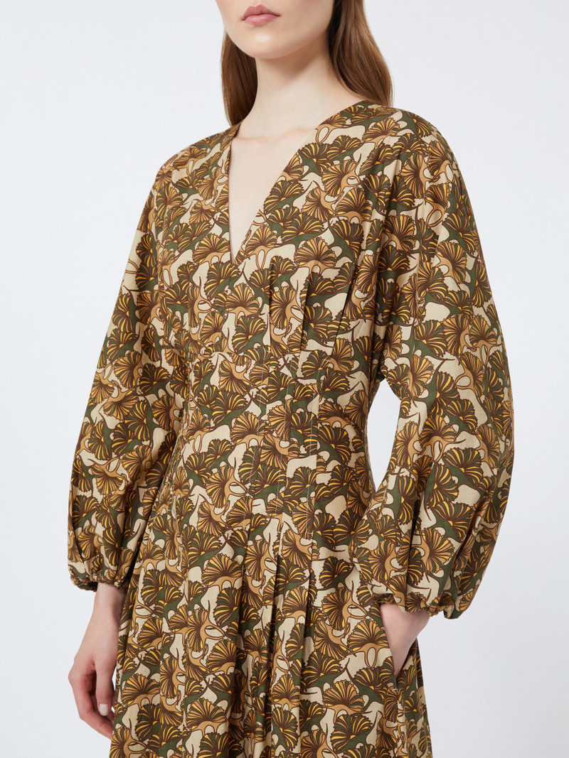 ASTICE Printed cotton poplin dress - NATURAL 5