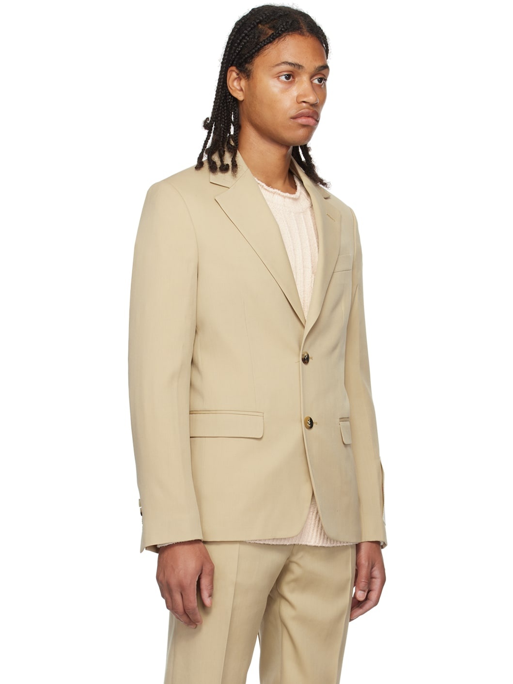 Beige Single-Breasted Blazer - 2