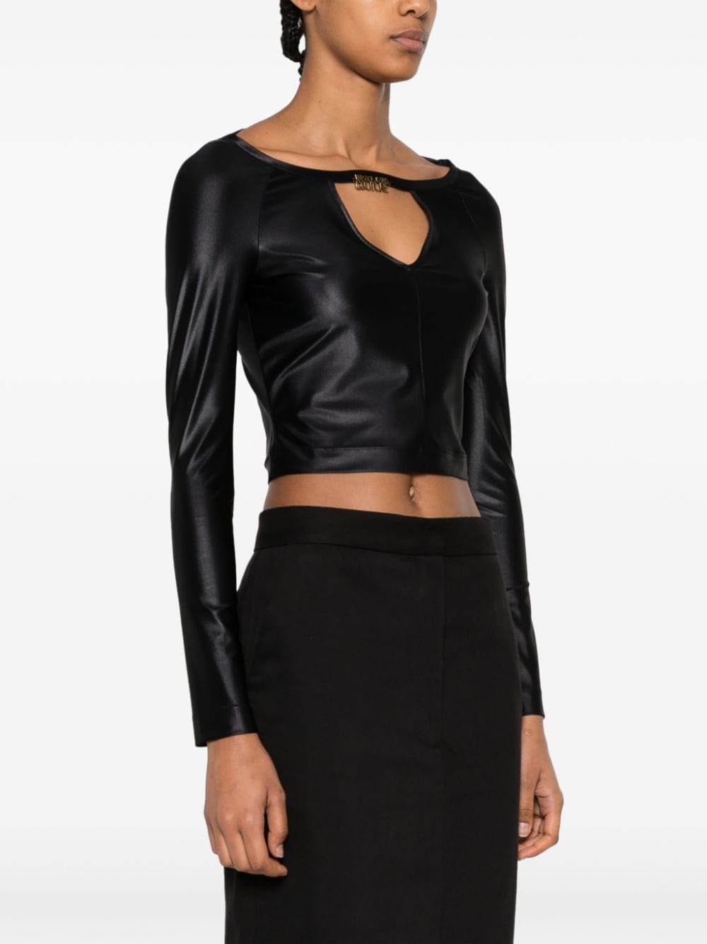 logo-plaque jersey crop top - 3