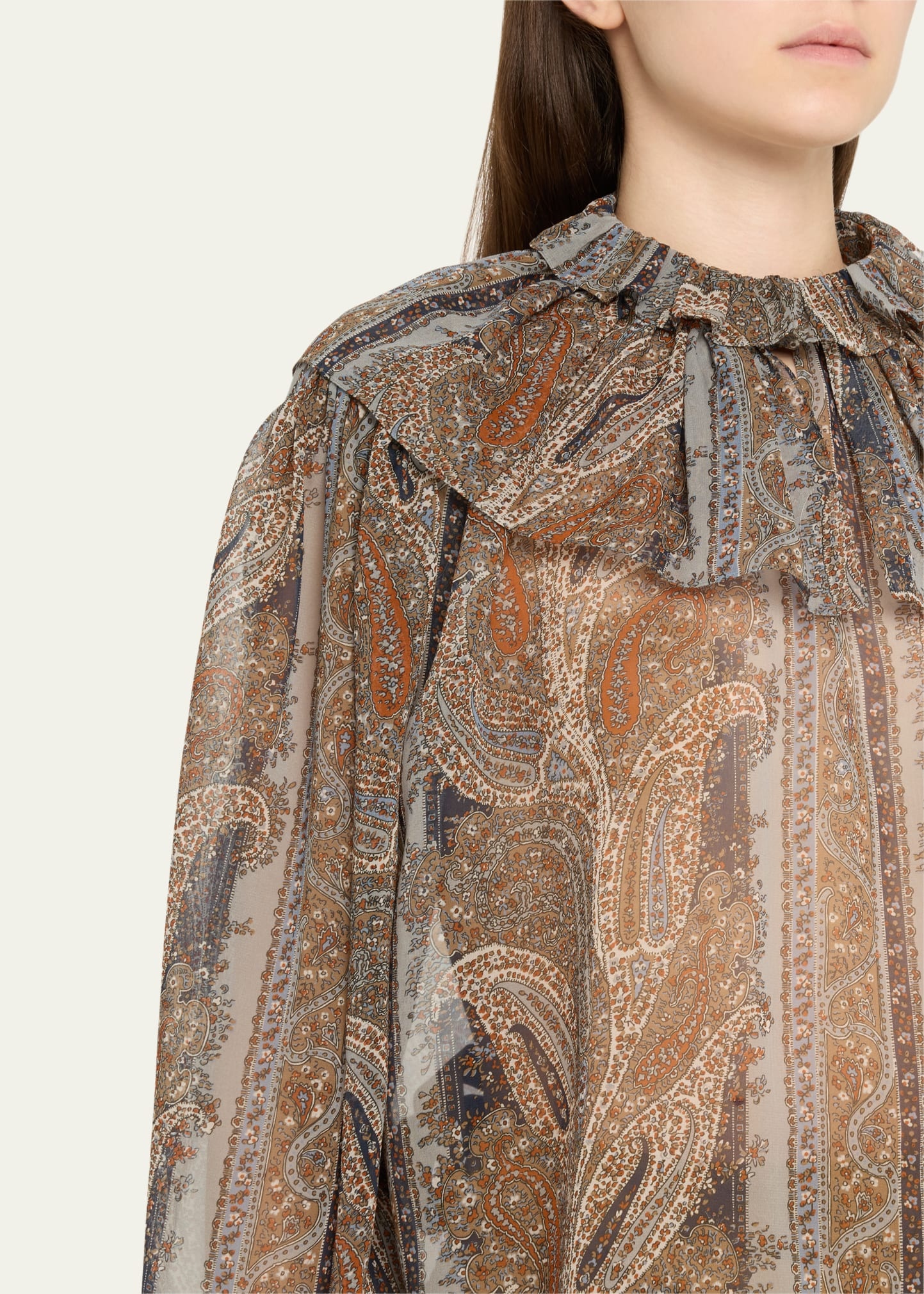 Paisley Button Down Sheer Blouse - 5