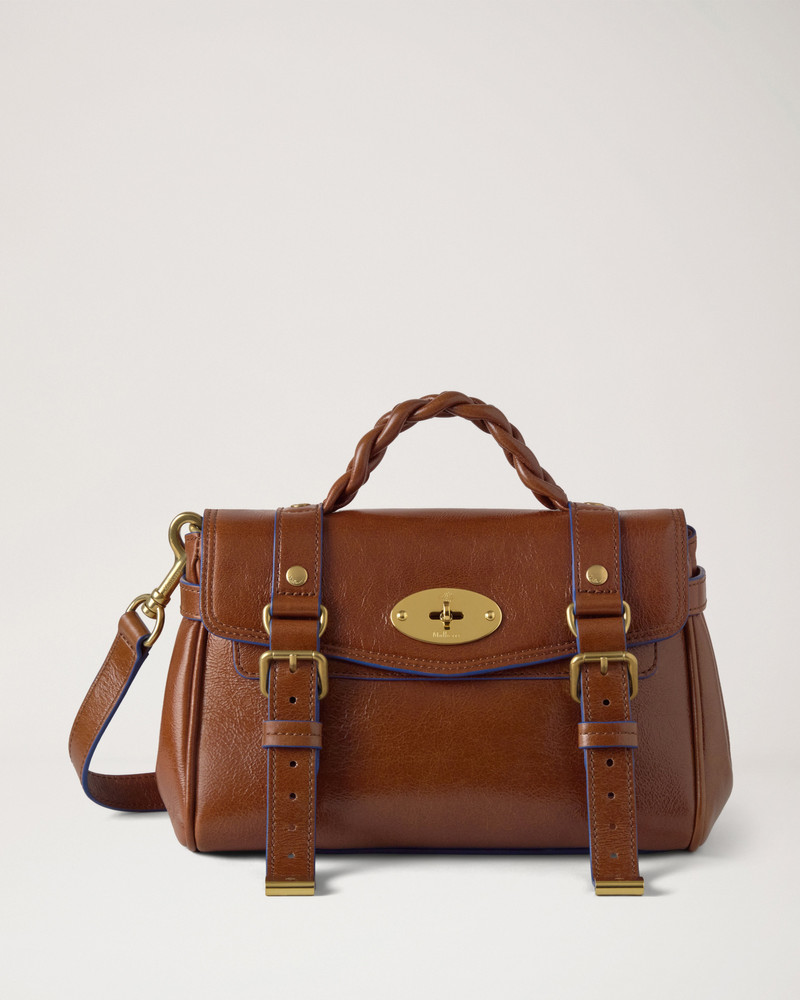 Mini Alexa Oak & Pigment Blue Smooth Glossy Leather 1