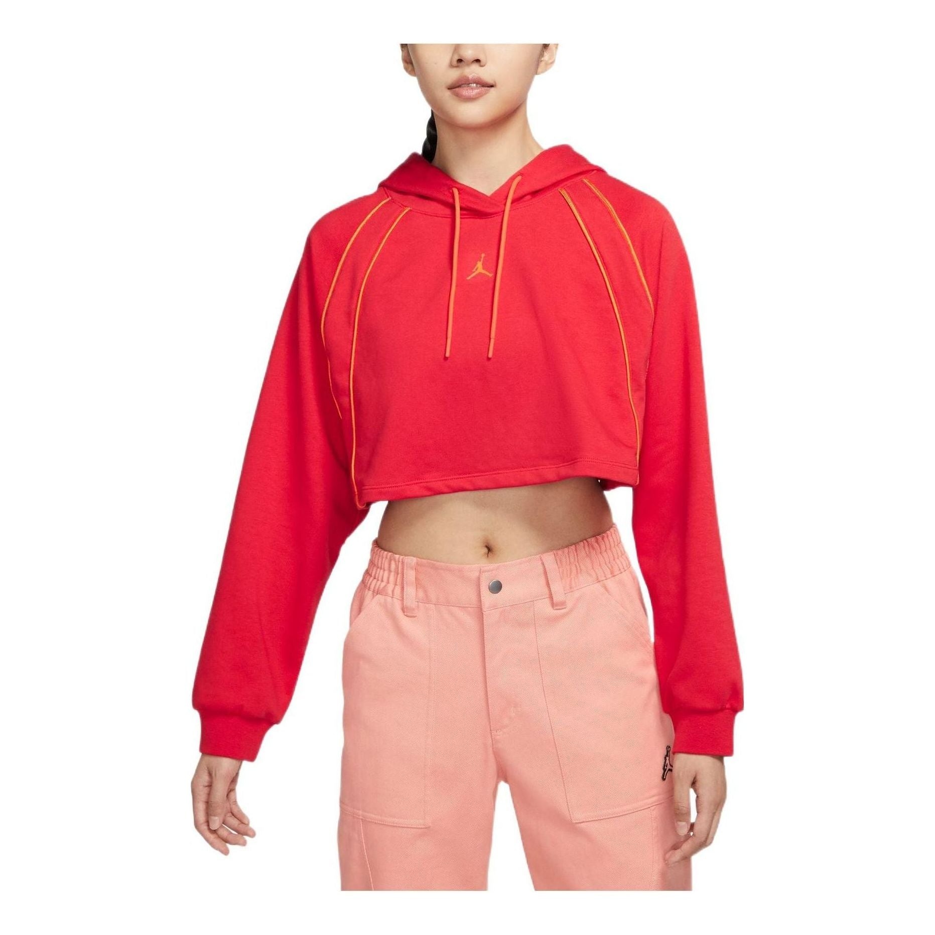 (WMNS) Air Jordan Crop Pullover Fleece Hoodie 'Red' DQ4391-612 - 1
