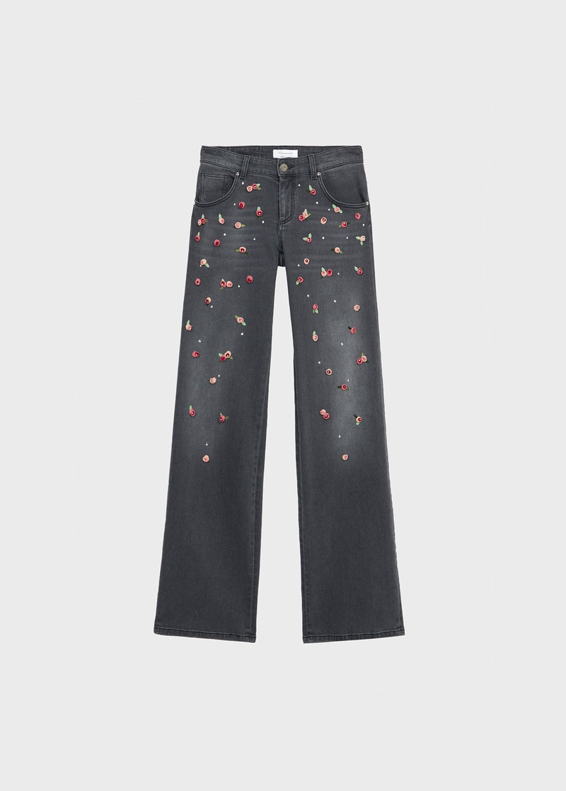 WIDE LEG JEANS WITH EMBROIDERY ROSES 1